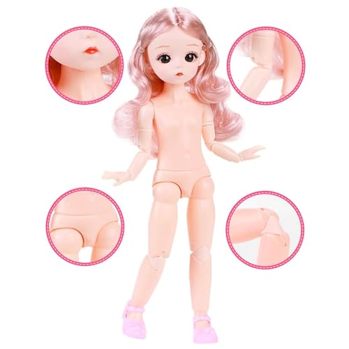 Image of Tickles Set Movable Jointed 3D Eyes Fashionable Doll with Frock for Kids Girls Birthday Gifts (Size: 30 cm Color: White & Blue)
