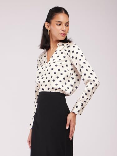 Image of FableStreet Women Shirts | Comfort Fit Spread Collar | Premium Satin Fabric for Formal, Business Casual