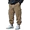 Men Cargo Joggers Pants Elastic Waist Drawstring Baggy Hiking Sweatpant Casual Athletic Jogger Sports Outdoor Trousers (CA/US, Alpha, X-Large, Regular, Regular, Khaki)