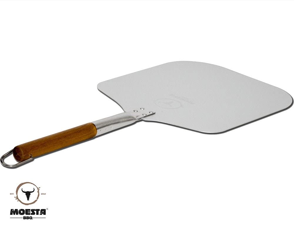 MOESTA-BBQ 10039 Pizzaschieber No. 1, 66cm Aluminium-Pizzaschaufel mit Holzgriff für Pizzabacken wie beim Italiener
