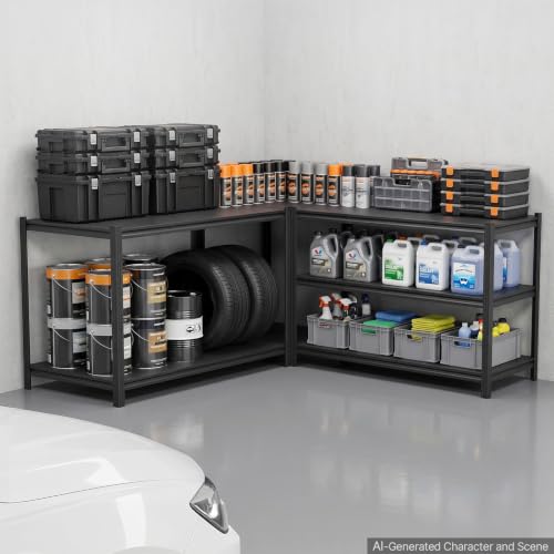 Image of VEVOR Storage Shelves, 5-Tier Adjustable, 3000 lbs Capacity, Heavy Duty Garage Storage Shelving Unit, Metal Utility Rack Shelf, for Garage Workshop Warehouse Basement, 48.43 inch W x 24.53 inch D x 71.38 inch H