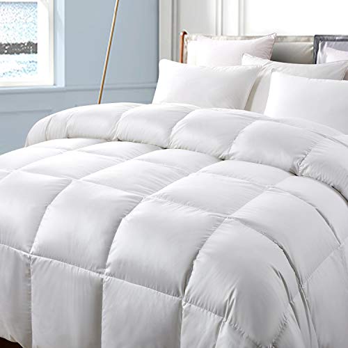 Image of Serta Down Fiber Comforter Twin Size-Extra Warmth Duvet Insert, Luxury Fluffy Bed Comforter 100% Cotton 300 Thread Count Shell, Down Feather Fiber 500 Fill Power with Corner Taps, White 68x90inch