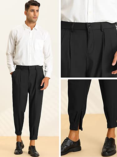 Lars Amadeus Cropped Pants for Men's Pleated Front Tapered Chino Pants Formal Dress Trousers4