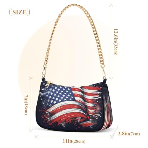 Shoulder Bags for Women American Flag03 Hobo Tote Handbag Small Clutch Purse with Zipper Closure3