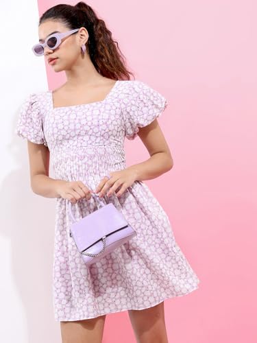 Image of Tokyo Talkies Women's Short Sleeves Square Neck Printed Dresses | Stylish Dresses | Casual Dresses