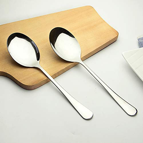 AOOSY Juego de cucharas de servir 6 PCS Cucharas de acero inoxidable Cenas de cena 10 pulgadas Buffet Banquete Cubiertos Cocina Restaurante Fundamentos Cuchillo de plata para servir utensilios