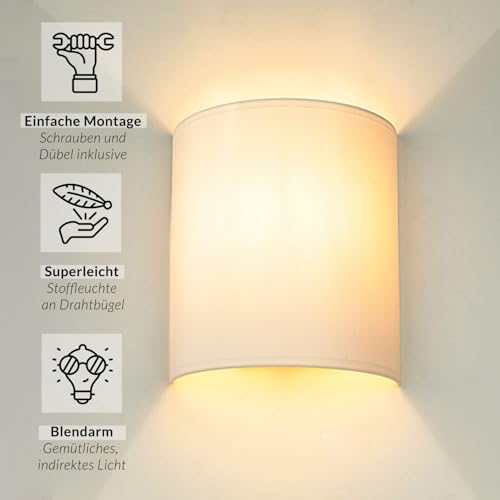Aplique de pared interior ALICE en tela blanca E27 de 9.5 cm 3