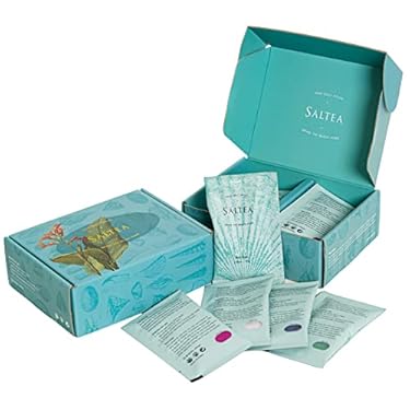 AMAZON - Saltea Bath Salts Gift Set – Bath Salts for Women Relaxing with Jojoba Oil, Argan Oil, Hyaluronic Acid, Propolis, and Aloe Barbadensis 10 on The go Travel Packets 400g 4 Colors and Scents (Vetiver)