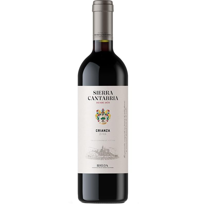Sierra Cantabria Crianza: Vino rubí brillante con aromas a bayas rojas, toques lácticos y té negro. Fresco, placentero y con taninos suaves y envolventes (Pack de 2 Botellas)