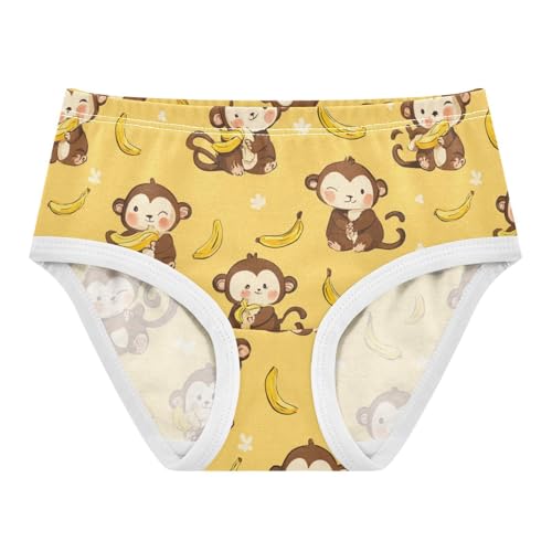 Wusikd Cute Monkeys Girls' Underwear Cotton Bananas Yellow Girls Briefs Soft Toddler Underwear 2T