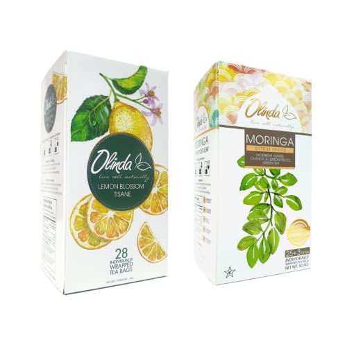 Bundle - Olinda Lemon Blossom Tisane Tea And Moringa Citrus Green Tea, Caffeine-Free Tea Bags, Brew Hot Or Cold, 28 Tea Bags (2 Pack) #TOP7