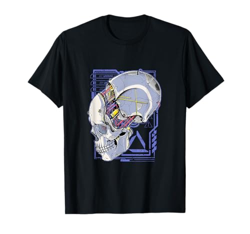 Cyberpunk Shirt Futuristic Robot Skull Dystopia Techwear T-Shirt