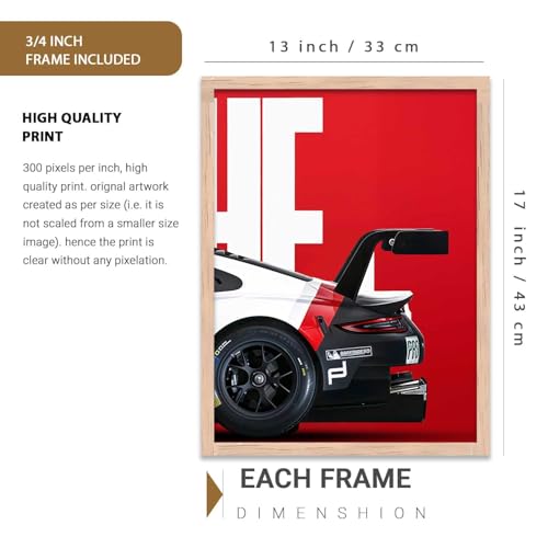 Image of HOTHOUSE Big Sports Cars Framed Posters Gift Items for Boys Room Wall Decoration Bedroom Living Room Office Studio Decor | Car Poster Frame for Wall Decor Set Of 3 Size (13 X 17 inch)