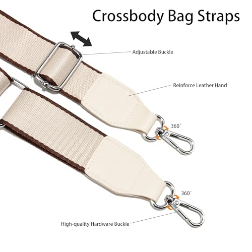 Image of Purse Straps Replacement Crossbody, Universal Wide Shoulder Strap for Bags Adjustable Straps for Handbags (Silvery Hardware)