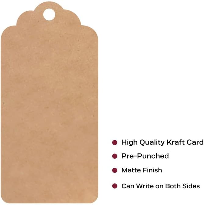 SELPONT Pcs of Double Sided Blank Craft Brown Hang Tags with String for Return Gifts | Party & Celebration | Plain Price Tags with Jute Rope | Thread image 3