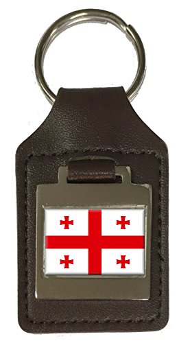 Porte-clés en cuir gravé drapeau Géorgie idée cadeau souvenir original
