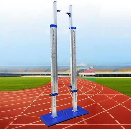 High Jump Standards - Portable Aluminum Training Stands for Track and Field, Adjustable Height from 1' to 7.5', Ideal for School Competitions