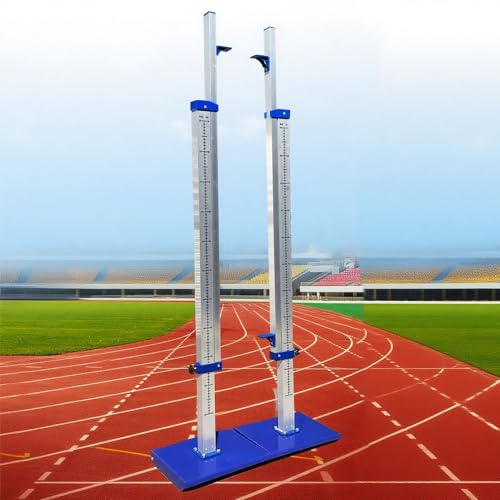 ENWINDXS 1 Pair Training High Jump Stands Aluminum, Portable Competition Track and Field High Jump Standards, School High Jump Standard Measures from 1' to 7.5'