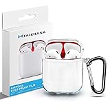 AirPods 用 ケース 【ダストガード付き】TALENANA エアーポッズ 用 クリアケース 全面保護カバー 透明 落下防止 耐衝撃 装着充電可能 カラビナ付き AirPods第1世代と第2世代に対応