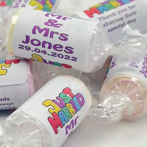 70x Personalised Mini Love Hearts Wedding Favours Sweets gift party just married wedding favor for guests favour kids glasses ideas boxes bags bubbles sweets favor box favors guest bag tags candle jars stickers gifts personalized Sweet Anniversary Cover