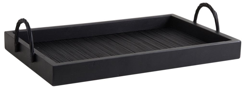 AUBRY GASPARD - Lot de 2 Plateaux Bambou Bois Noirs - Grand 60x40x5 cm - Petit 54x34x5 cm - Design Rectangulaire - Idéal Service Table Décoration - Parfait Cuisine Repas Convivial