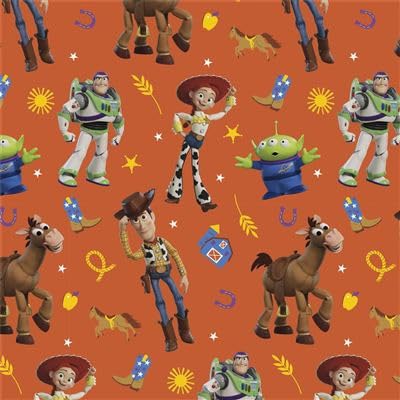 Disney Toy Story Wrapping Paper 2m x 70cm Orange Buzz Woody Jessie Cowboy Toy Story 5 for birthday Christmas present