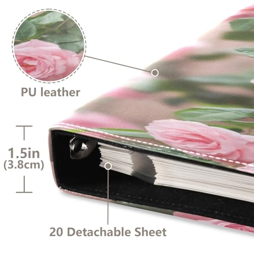 Álbum de fotos autoadhesivo DIY Scrapbook álbum rosa con tema floral 3 anillos 40 páginas 8x10 para recuerdos miniatura 4
