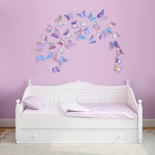 Decoraciones de mariposas 3D morado iridiscente rosa 27 piezas miniatura 4