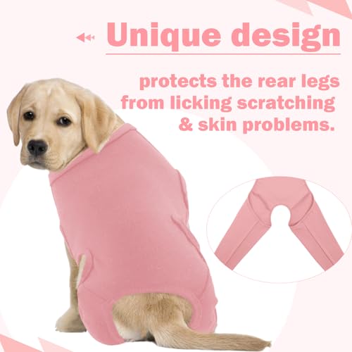 Image of ROZKITCH Dog Surgery Suit with Legs, Pet Sleeve to Prevent Licking Wound Elbow Protector, Long Sleeve Dog Surgery Recovery Suit for Sprain ACL CCL Arthritis Joint Care Pink M