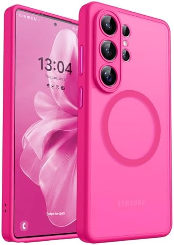 CANSHN für Samsung Galaxy S26 Ultra Hülle mit Kameraschutz, Leuchtend Rosa