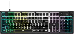 Corsair K55 CORE RGB Membran Kabelgebundene Gaming-Tastatur – Leise, Reaktionsschnelle Schalter – Spritzwasserschutz – Zehn-Zonen-RGB – Medientasten – iCUE-Kompatibel – QWERTZ DE – PC, Mac – Schwarz