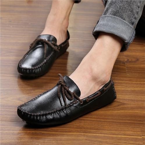 Men's Genuine Leather Deck Loafers Slip On Round Toe Flexible Flat Heel Comfortable Wedding Casual Boat Shoes2