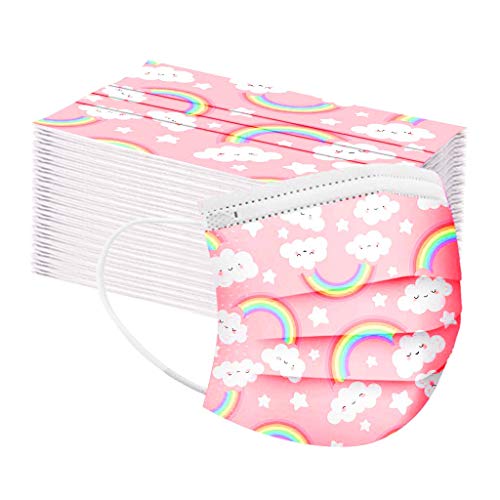AMDOLE 10/20/50/100 Stück Kindermä_ske Kinder Mundschutz Einweg 3-lagig Fäce Cöver Baby Jungen Mädchen Outdoor Bandana Loop Stöffmä_sk (50 PCS E1) Cover