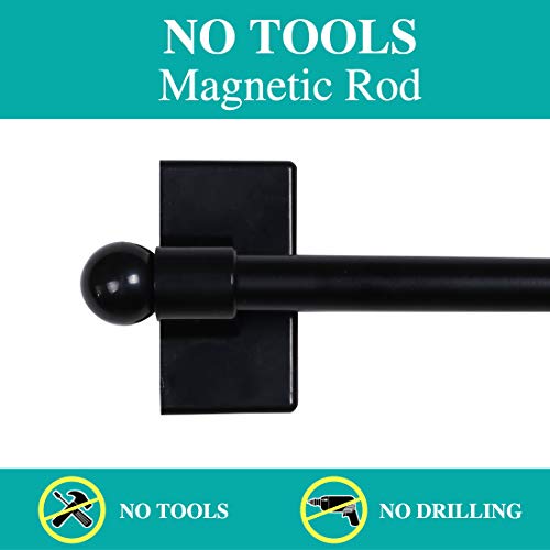 Turquoize TQMAGROD2-01-1628-BLACK 2 Pack Magnetic Curtain Rods For Metal Doors 1/2 Inch Multi-Use Versatile Adjustable Appliance Magnetic Rod Extends From 16 Inch To 28 Inch Magnetic Cafe Curtain Rod, Black thumb #2