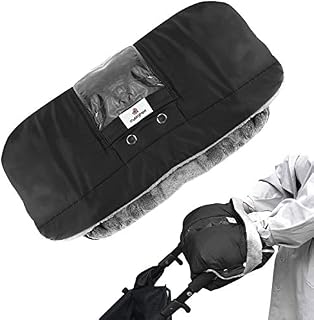 Yinuoday Stroller Hand Muff Pram Hand Muff with Phone Pocket Winter Waterproof Baby Pushchair Fleece Gloves Hand Warmer Mittens for Cold Weather