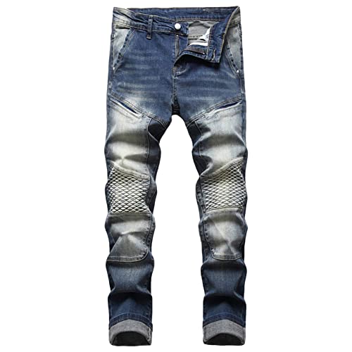 Jean moto stretch skinny homme pantalon slim confortable grande taille