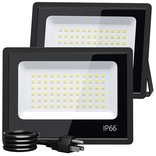 XXBSAZ LED Flood Light Outdoor High Power Commercial Work Light IP66 Waterproof Daylight 6500K Super Bright Security Stadium Lights for Parking Lots Warehouses Yard (50 Watts) AC85-265V