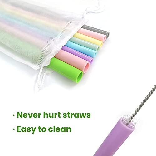 Daily Treasures 14Pcs Silicone Drinking Straws, 3 Sizes Reusable Silicone Straws Straight with 2 Bags & 2 Brushes-Reusable Boba Smoothie Straws for 30 or 20oz Tumblers(0.5", 0.43", 0.35")