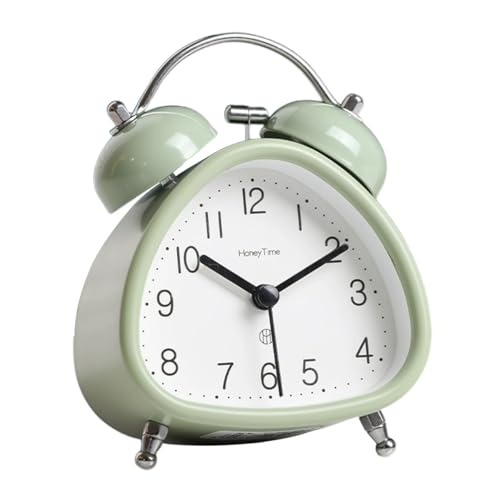 Wecker, metallener Doppelglocken-Wecker mit leiser, nicht tickender Funktion, Retro-Vintage-Stil, für Schreibtisch, Tisch oder Nachttisch mit...