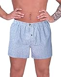 Luft Mens Classic Ultra Soft Stretch Fine Linen Cotton Stripes Print Comfy Fit Elastic Waist Seamless Underwear Mens Boys Casual Pull On Trunks Briefs Boxer Shorts, Light Blue & White Small