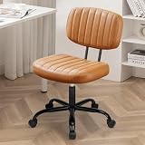 DUMOS Small Office Desk Chair, Armless Vanity Chair with Lumbar Support