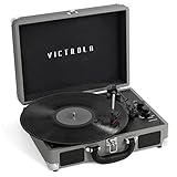 Victrola Journey Bluetooth Portable Suitcase Record Player – with Built-in Speakers, 3 Speed Vinyl Record Player, RCA Out, Headphone Jack (NWG)