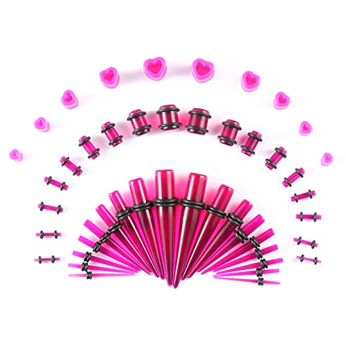 Memsion Ear Stretching Kit Gauges For Ears, 46 Pcs 14G-00G Ear Gauges Expander Set Acrylic Ear Tapers And Plugs Body Earring Piercing Kits Purple Color #TOP9