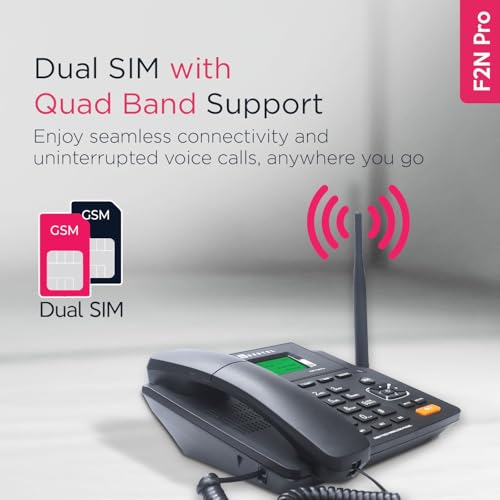 Beetel Fixed Landline Phone Wireless with Display, Dual Sim GSM Only, Two Way Speaker Phone with Adjustable Ringer & Call Volume, Call Recording, FM Radio, MP3 Audio Player, Alarm(Black)(F2N Pro) 2 41zILoSUMhL