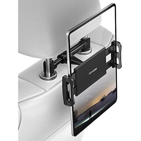 Tryone Car Headrest Holder, Tablet Headrest Mount Compatible with Smartphones/Tablets/Switch 4.7"-10.5", Headrest Posts Width 4.9in-5.9in(Black) Cover