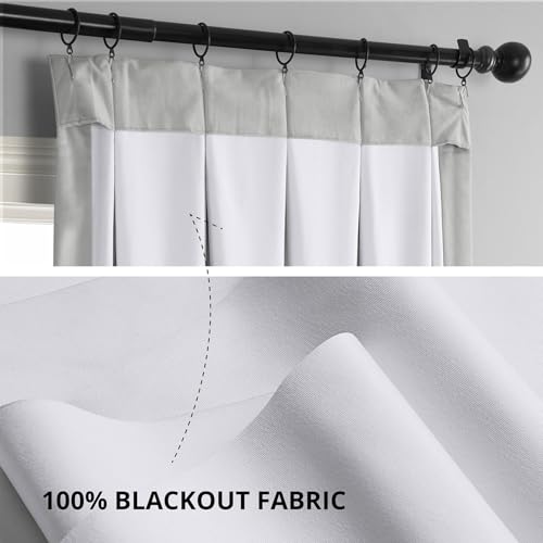 Image of HPD Half Price Drapes Velvet Blackout Curtains /Drapes - 108 Inches Long 1 Panel Blackout Curtain Signature Pleated for Living Room & Bedroom - 25W X 108L, Reflection Grey