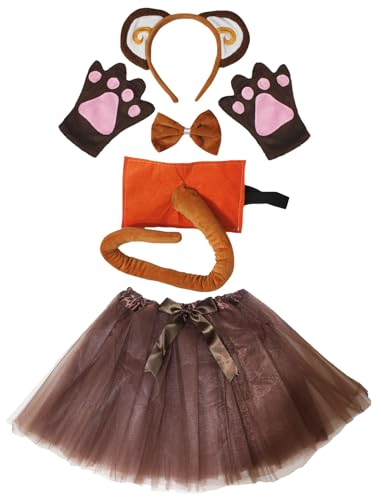 Costume de singe kaki complet avec tutu 5 pièces pour fête