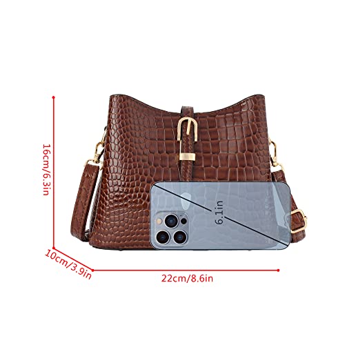 LABANCA Women Retro Alligator Bucket Bags Crocodile Pattern Designer Shoulder Bag Ladies PU Purse Crossbody Wallet Bag2