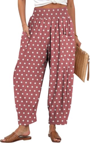 Image of TARSE Women's Linen Wide Leg Pants Baggy High Waist Palazzo Pants