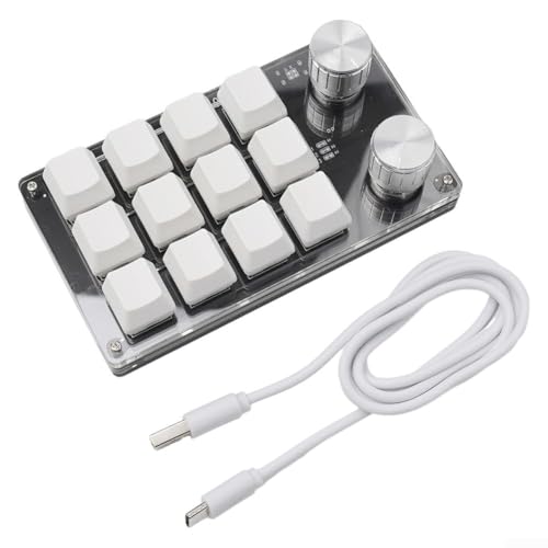 �L��USB�L�[�{�[�h�A�L�[�p�b�h�A Multifunctional Portable Keyboard with 12 Action Keys and Dual Control Knobs for Productivity Boost